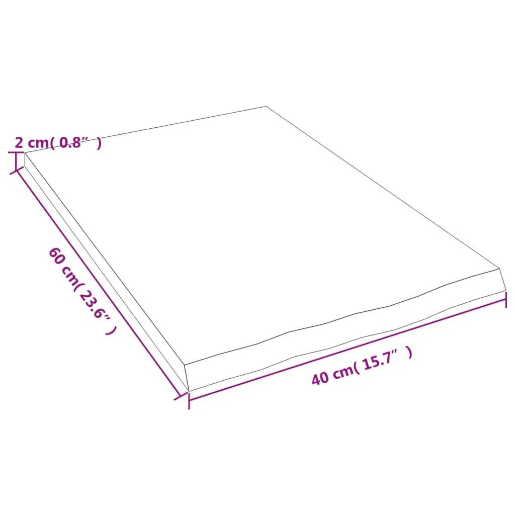 bordplade til badeværelse 40x60x2 cm massivt træ lysebrun - Image 6
