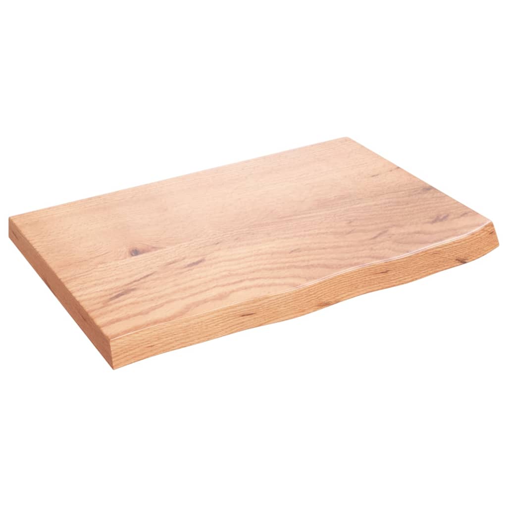 bordplade til badeværelse 60x40x(2-4) cm massivt træ lysebrun - Image 2