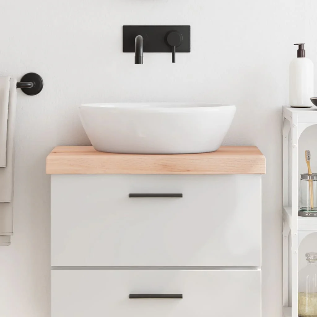 bordplade til badeværelse 60x40x(2-6) cm massivt træ ubehandlet