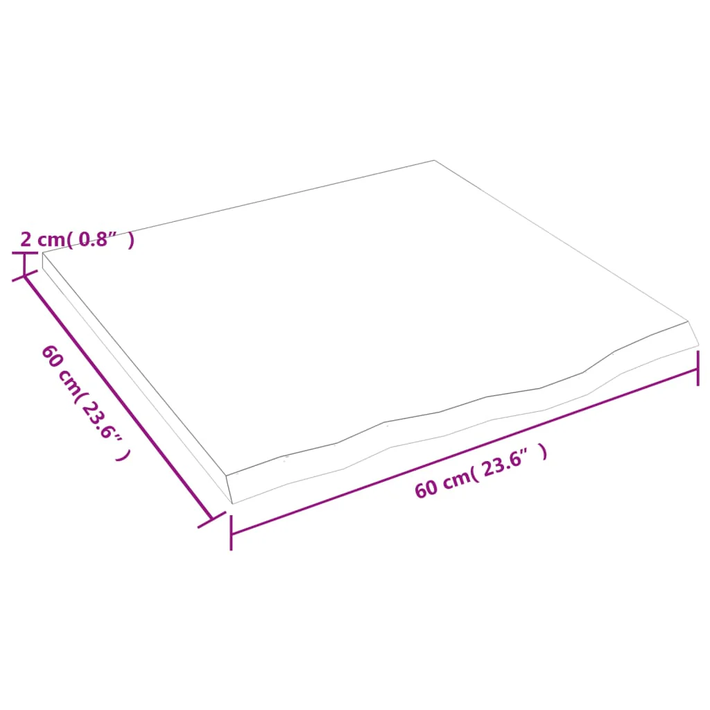 bordplade til badeværelse 60x60x2 cm massivt træ ubehandlet - Image 6