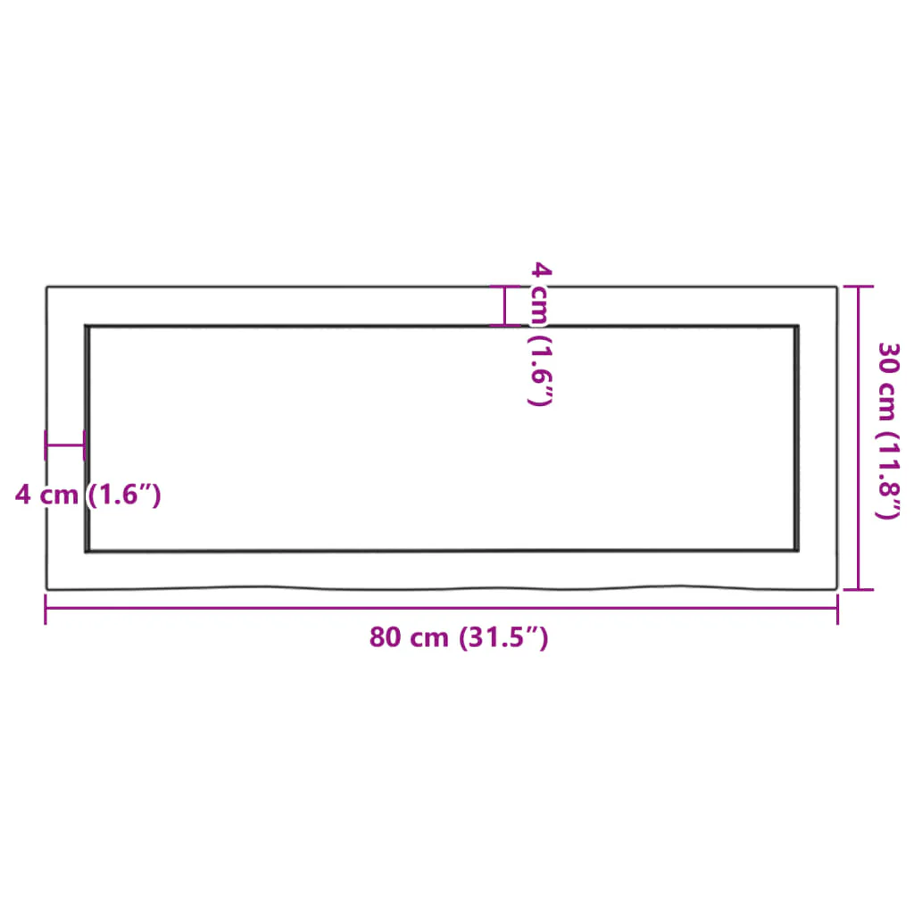 bordplade til badeværelse 80x30x(2-4) cm massivt træ lysebrun - Image 8