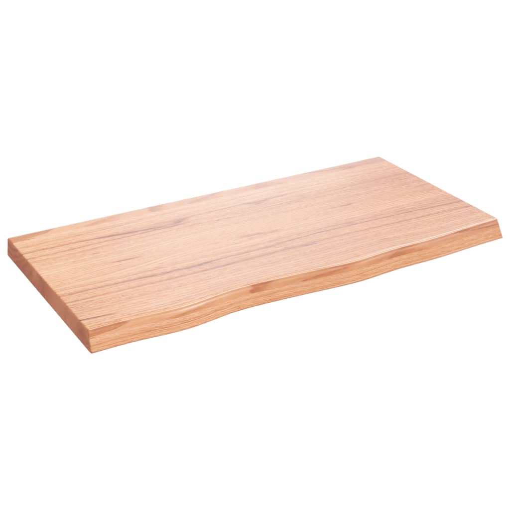 bordplade til badeværelse 80x40x(2-4) cm massivt træ lysebrun - Image 2