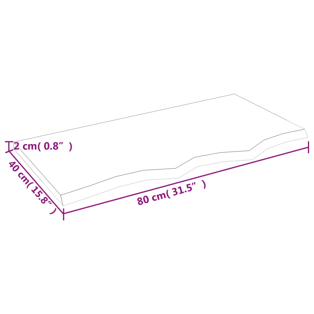 bordplade til badeværelse 80x40x2 cm massivt træ lysebrun - Image 6
