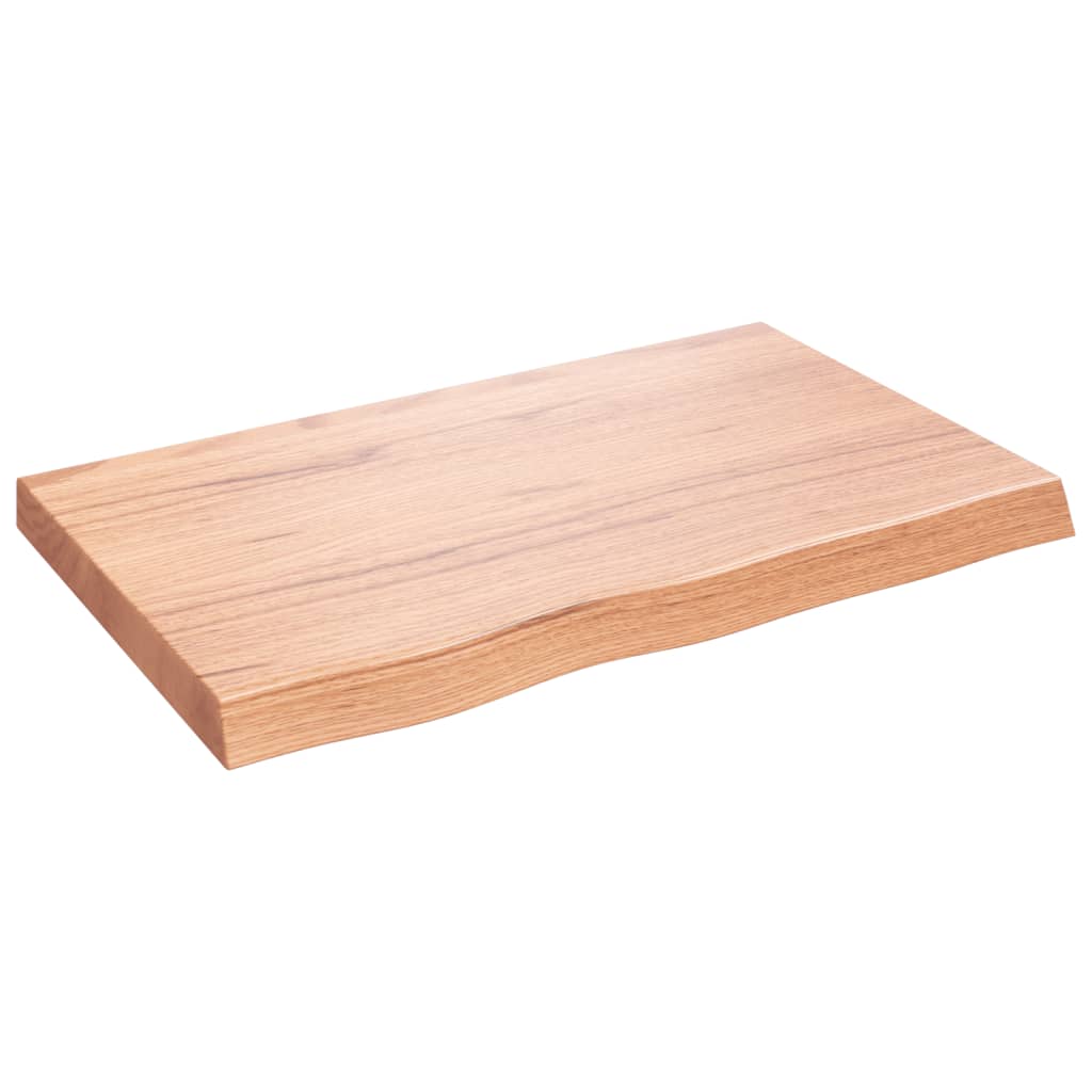 bordplade til badeværelse 80x50x(2-6) cm massivt træ lysebrun - Image 2