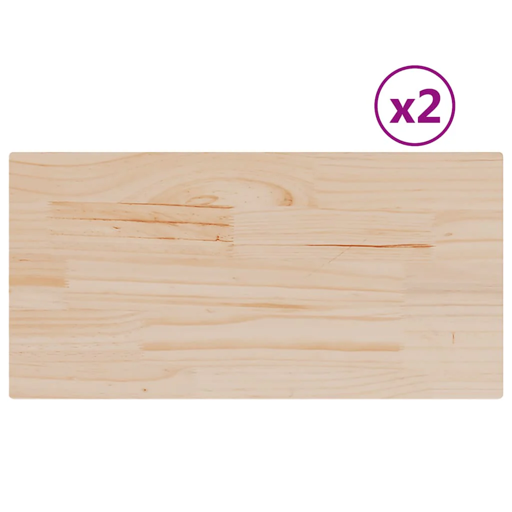 bordplader 2 stk. 80x40x1,7 cm rektangulær massivt fyrretræ - Image 2