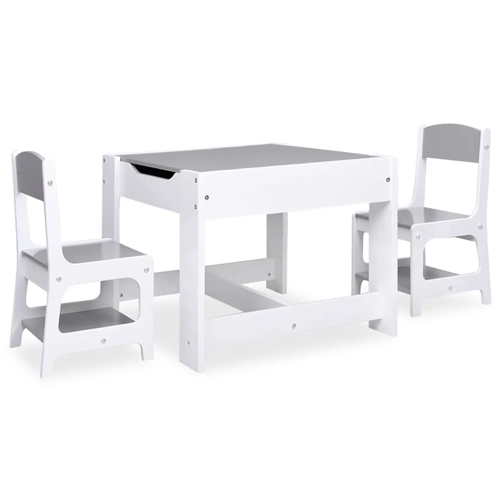 børnebord med 2 stole MDF hvid - Image 3