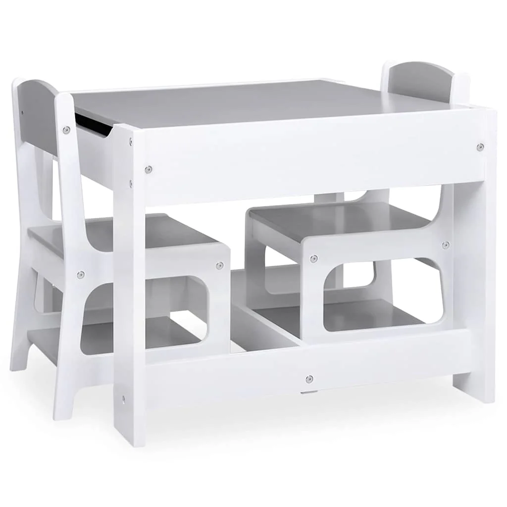børnebord med 2 stole MDF hvid - Image 4