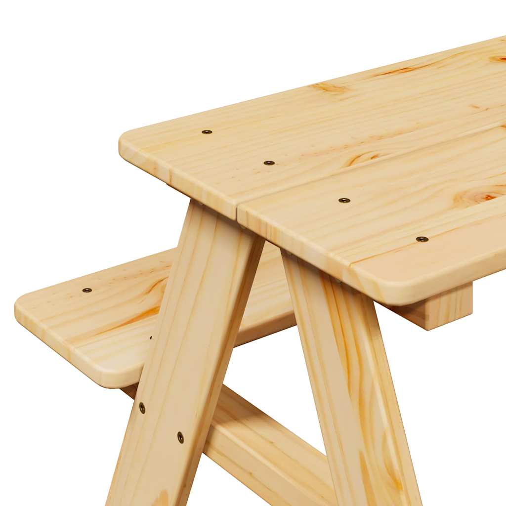 børnebord med bænke IRUN 90x79,5x50 cm massivt træ - Image 7