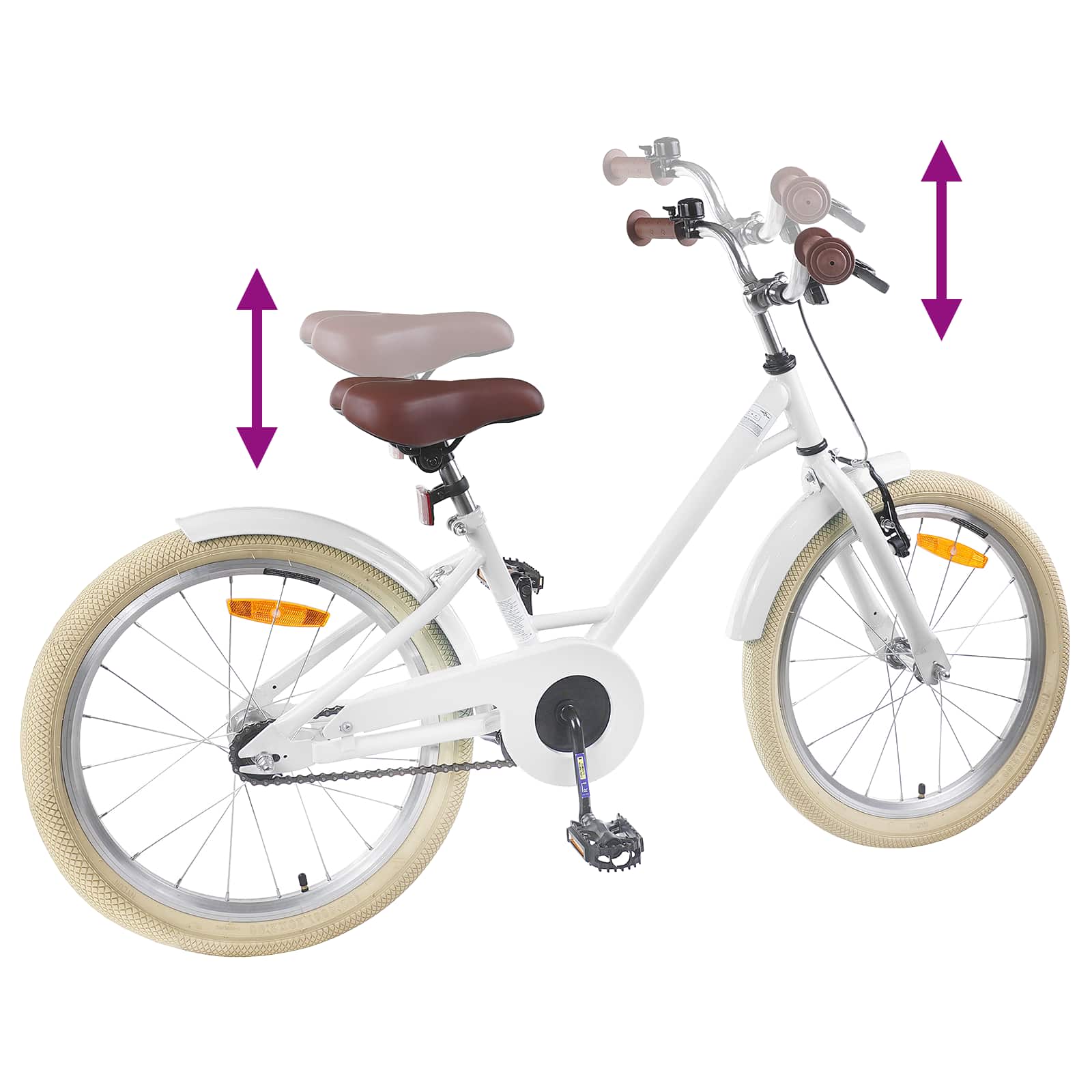 Børnecykel 18 tommer til 5-7 år gammel Hvid - Image 7