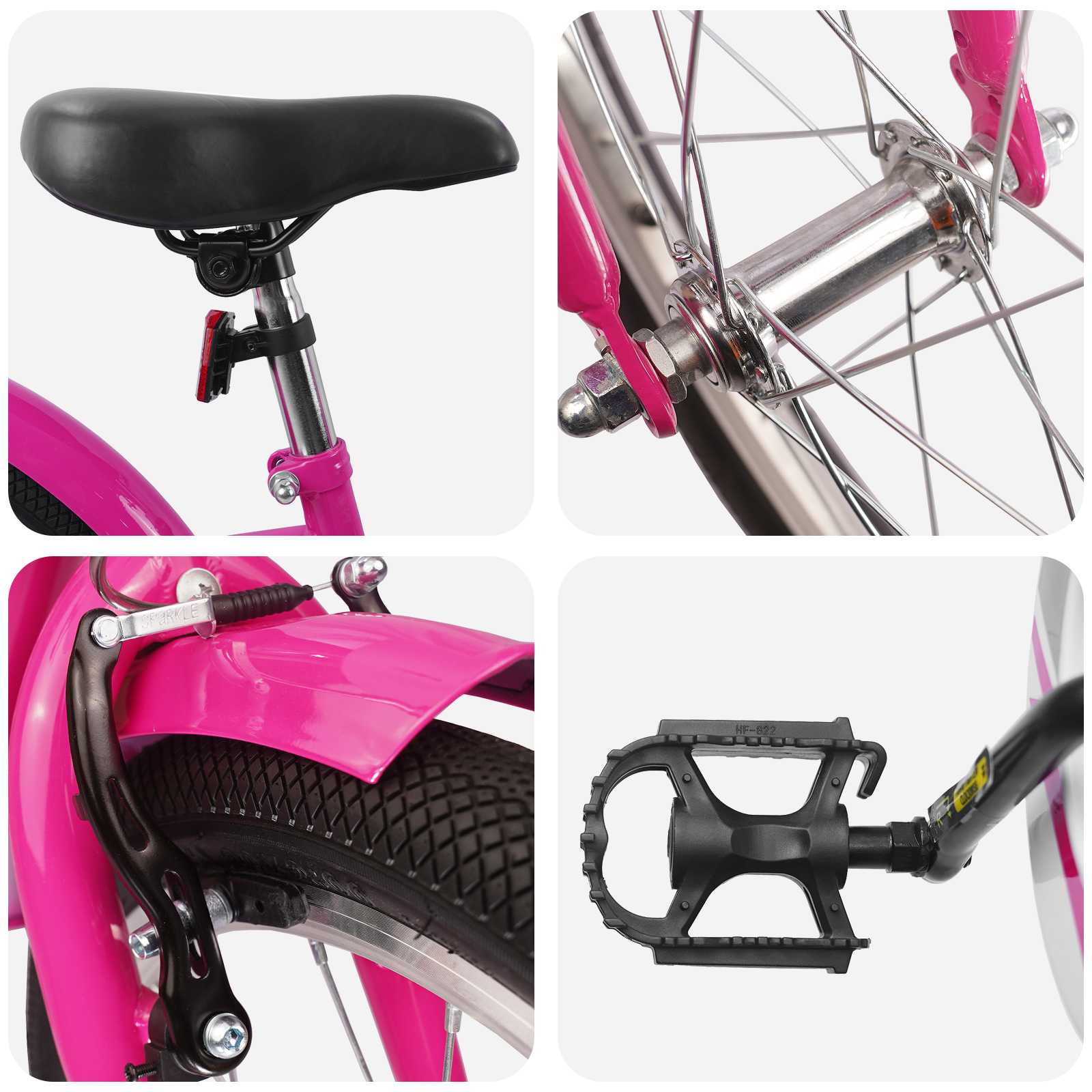 Børnecykel 18 tommer til 5-7 år gammel Mørk pink - Image 4