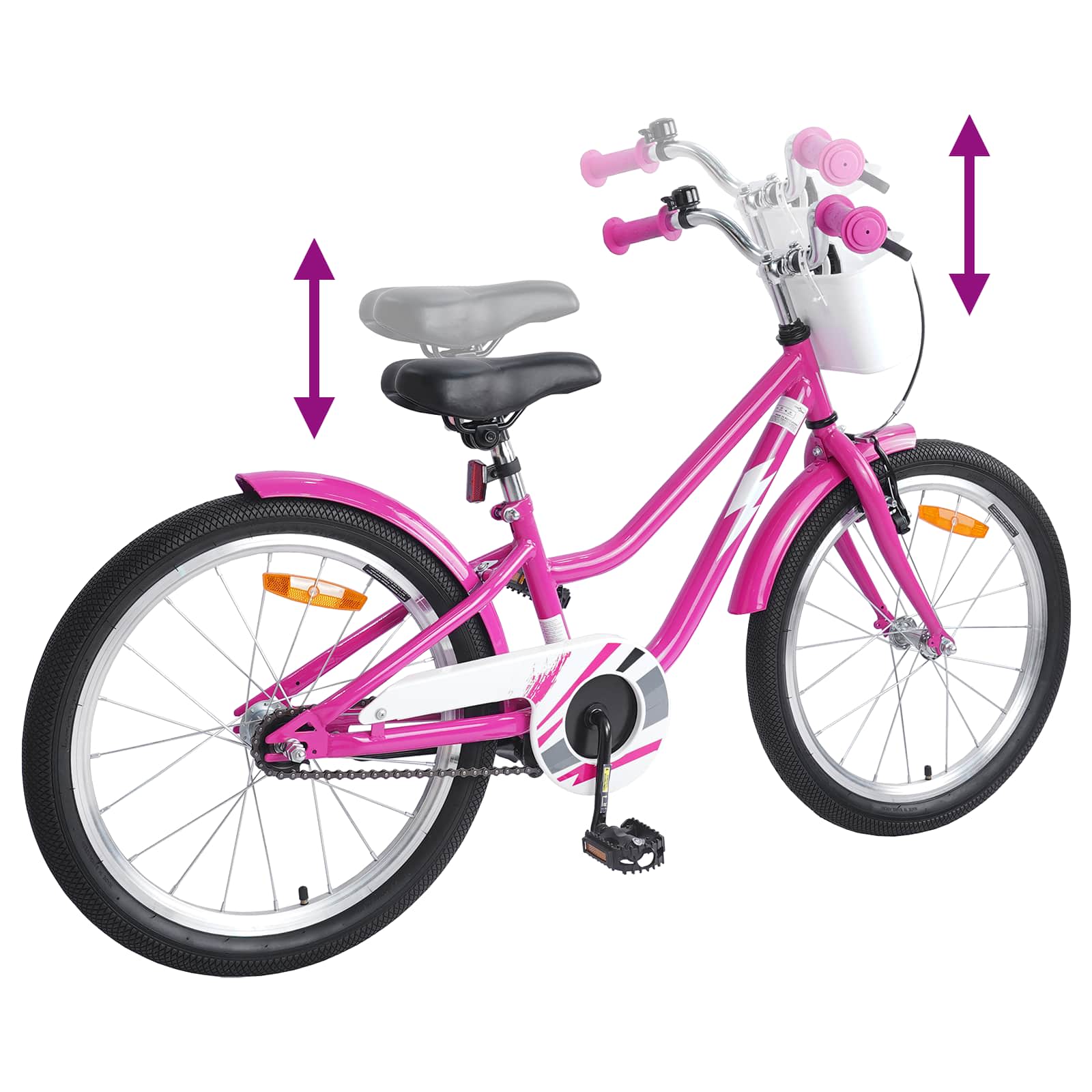 Børnecykel 18 tommer til 5-7 år gammel Mørk pink - Image 7