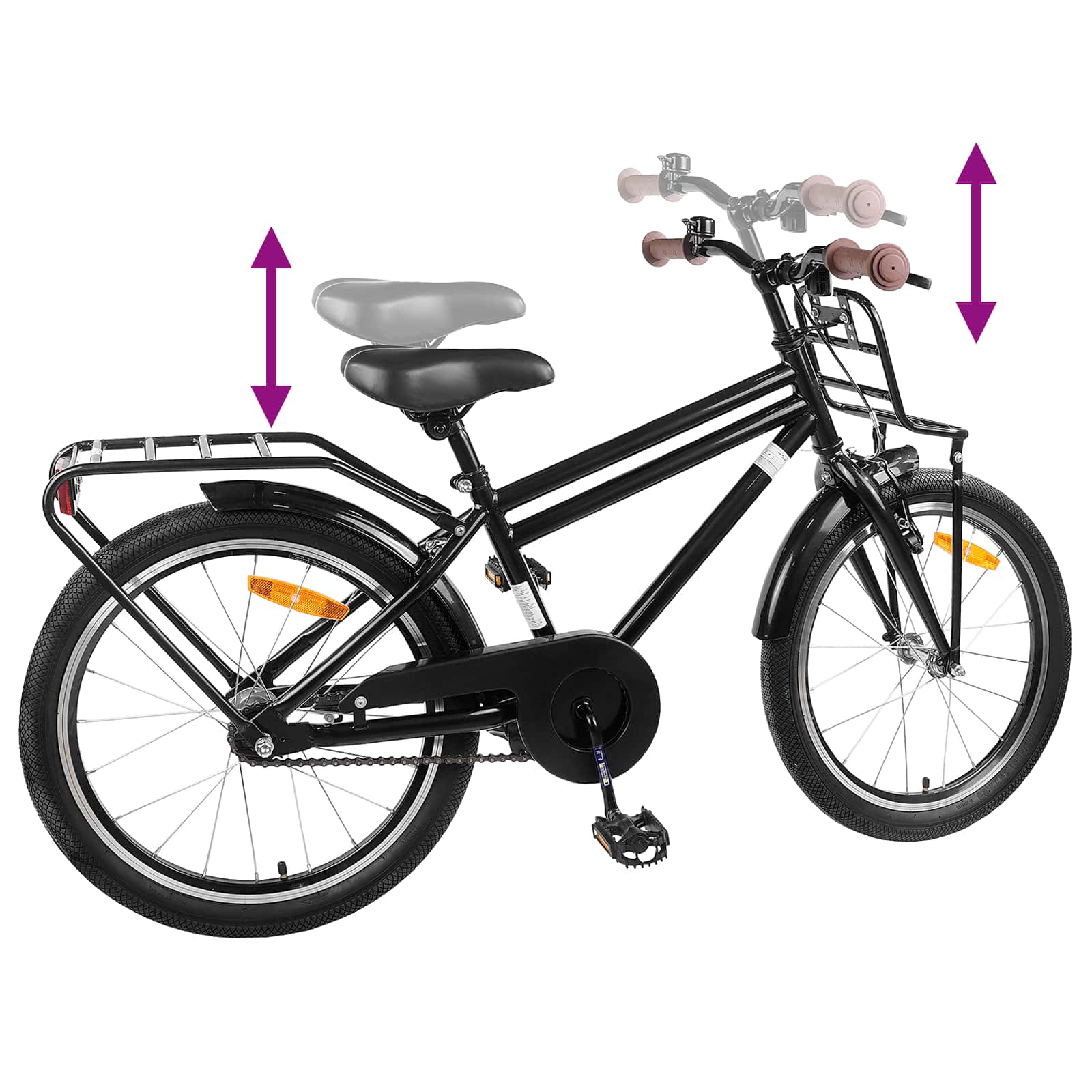 Børnecykel 18 tommer til 5-7 år gammel Sort - Image 7