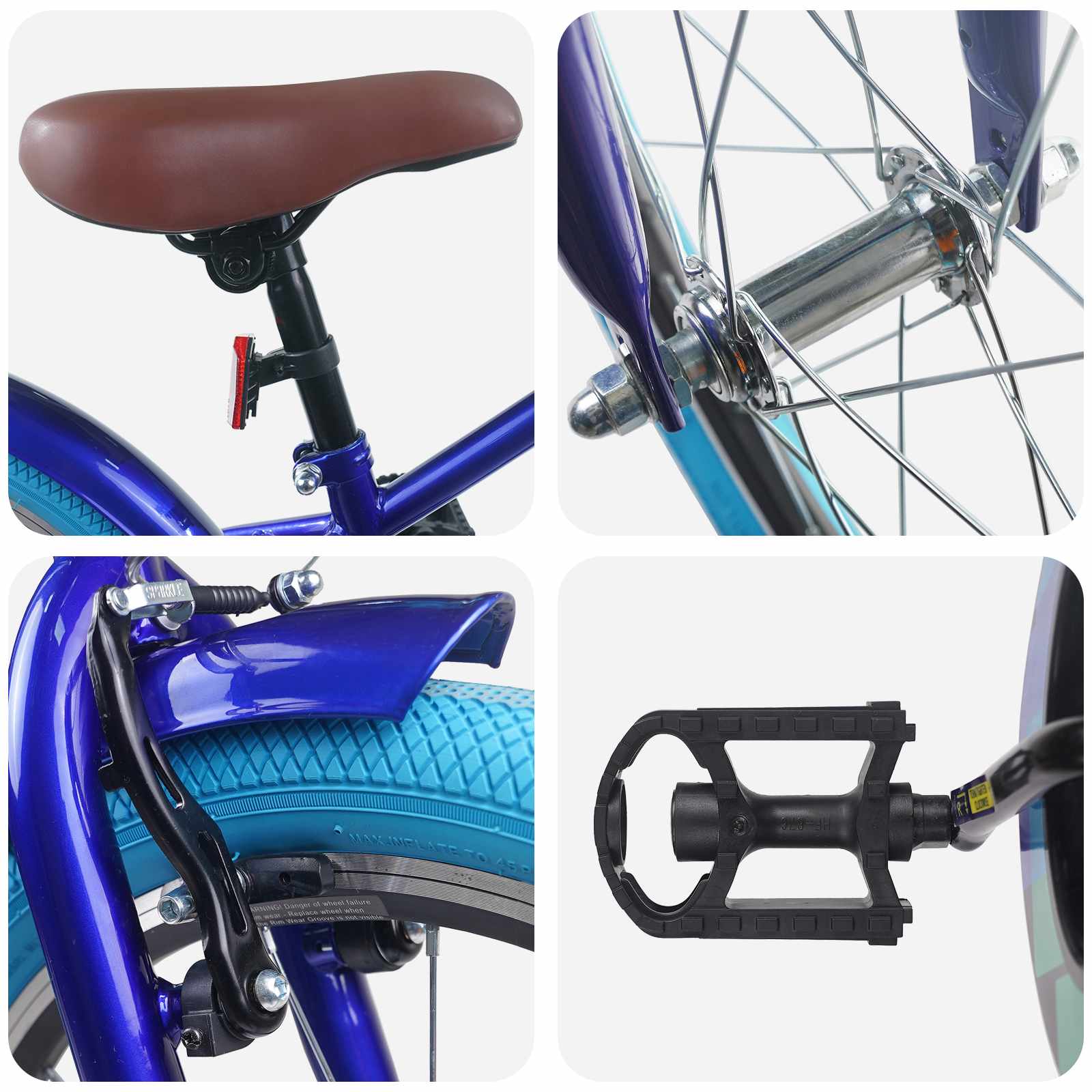 Børnecykel 22 tommer til 7-12 år gammel Mørk blå - Image 4
