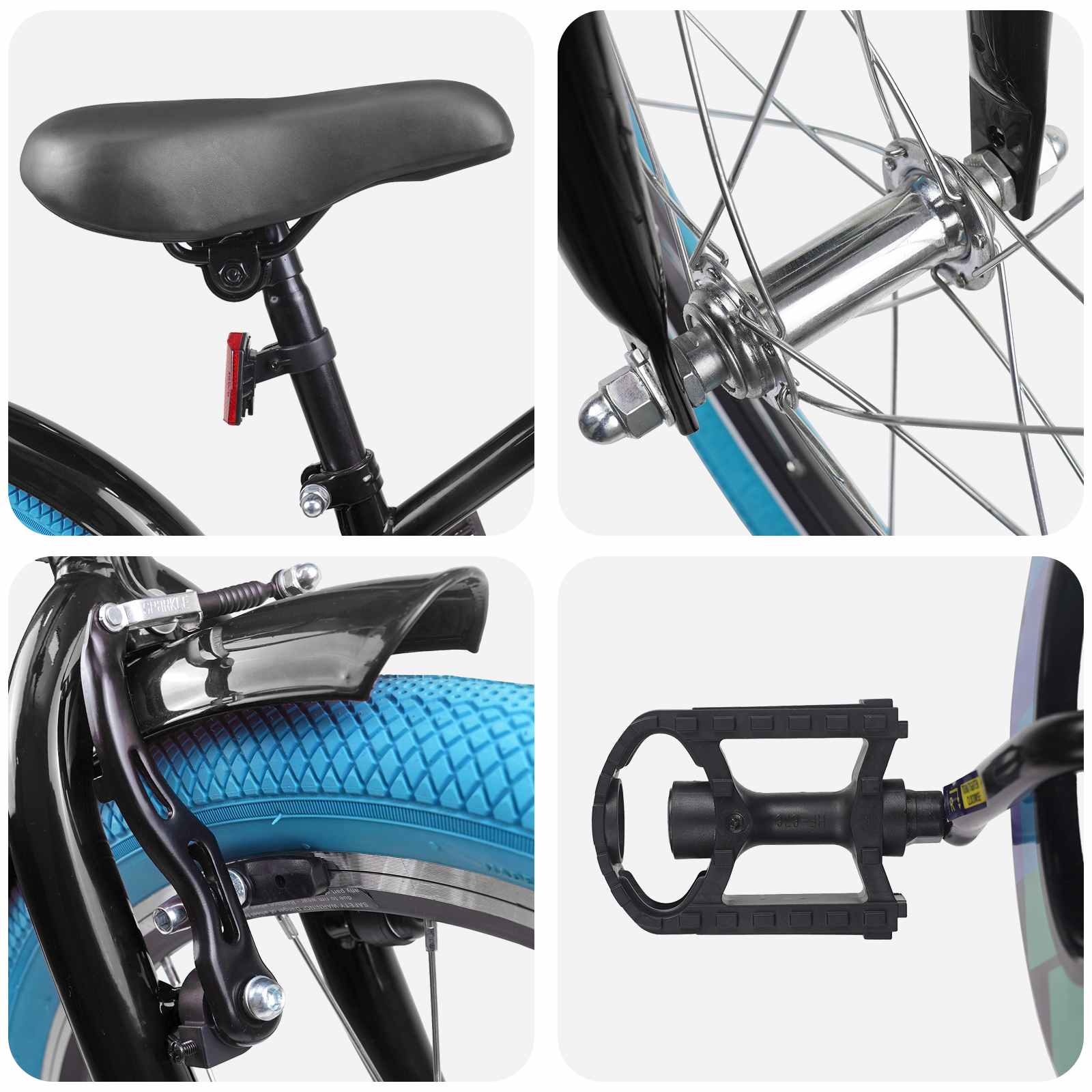 Børnecykel 22 tommer til 7-12 år gammel Sort - Image 4