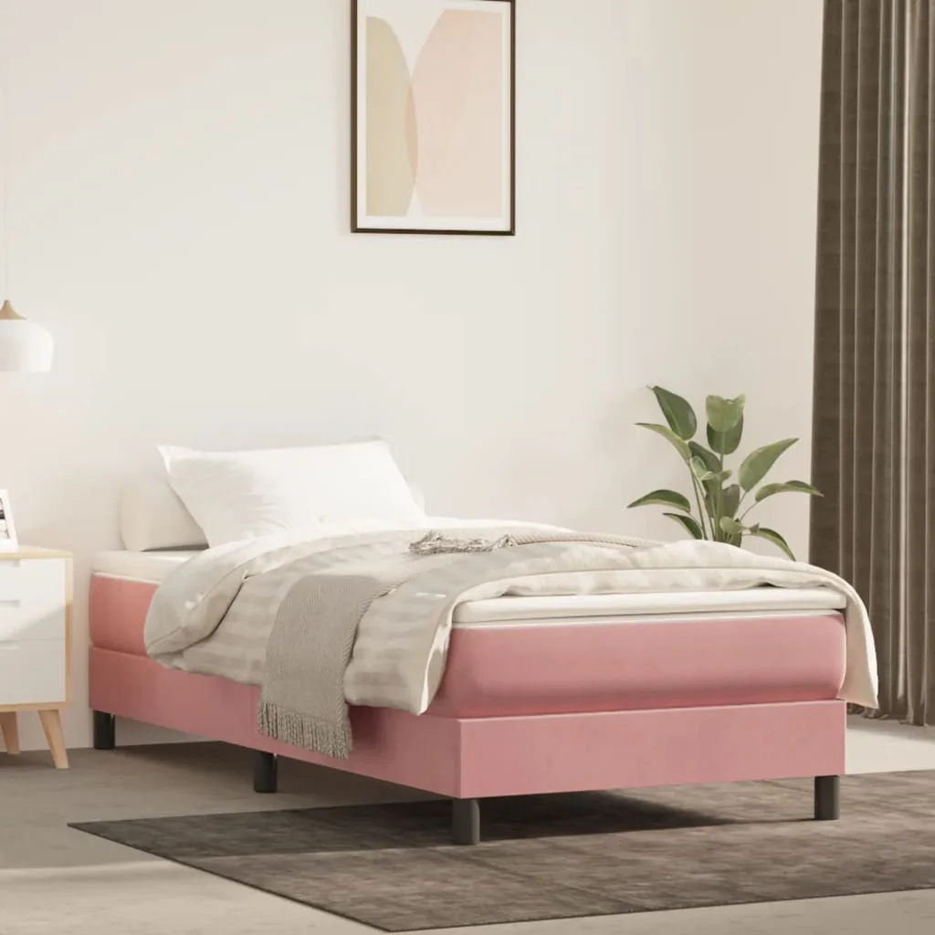 Boxspring sengeramme 100x200 cm fløjl pink
