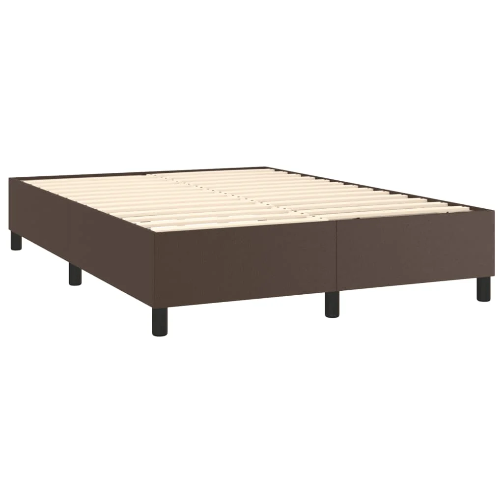 Boxspring sengeramme 140x190 cm kunstlæder brun - Image 4