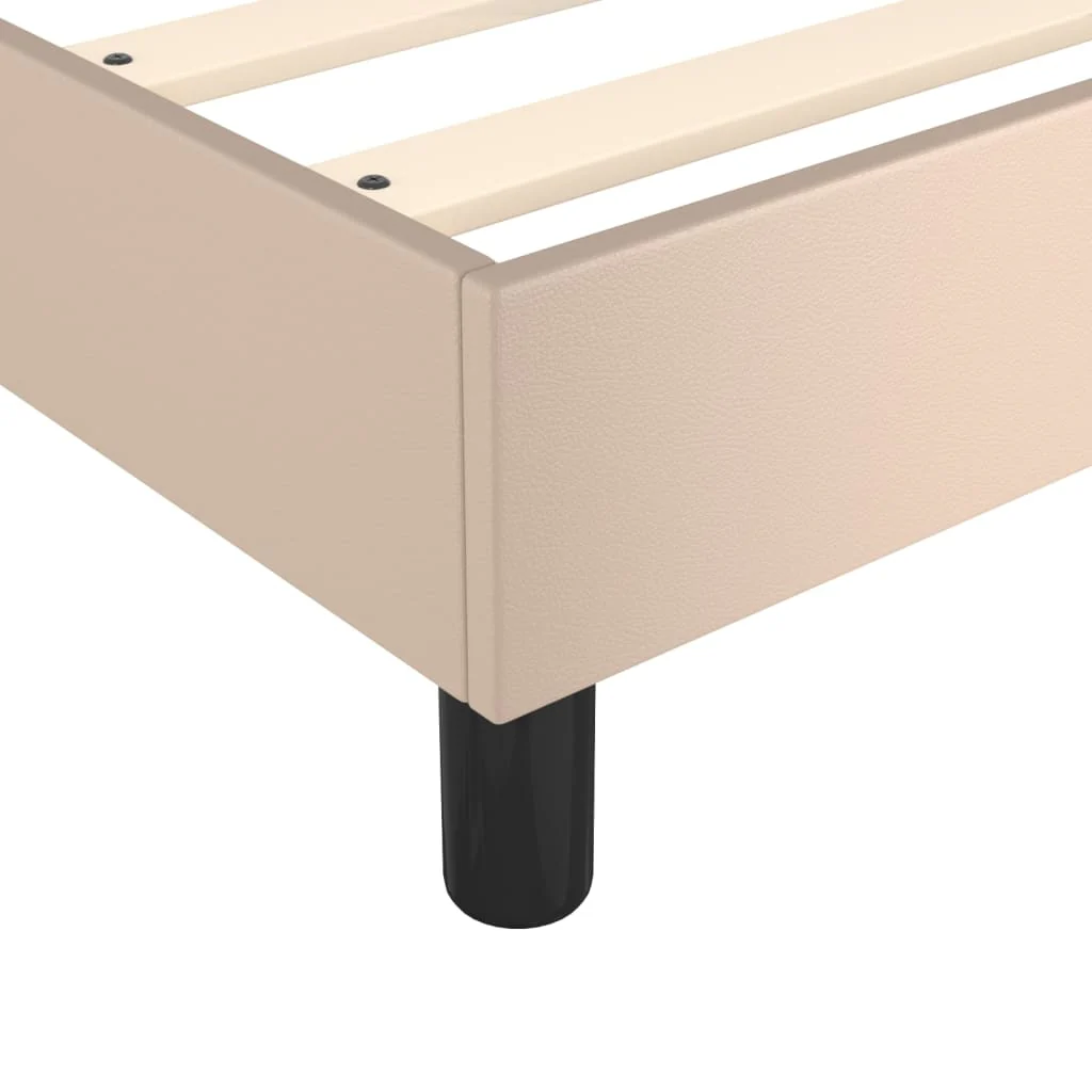 Boxspring sengeramme 140x190 cm kunstlæder cappuccinofarvet - Image 7