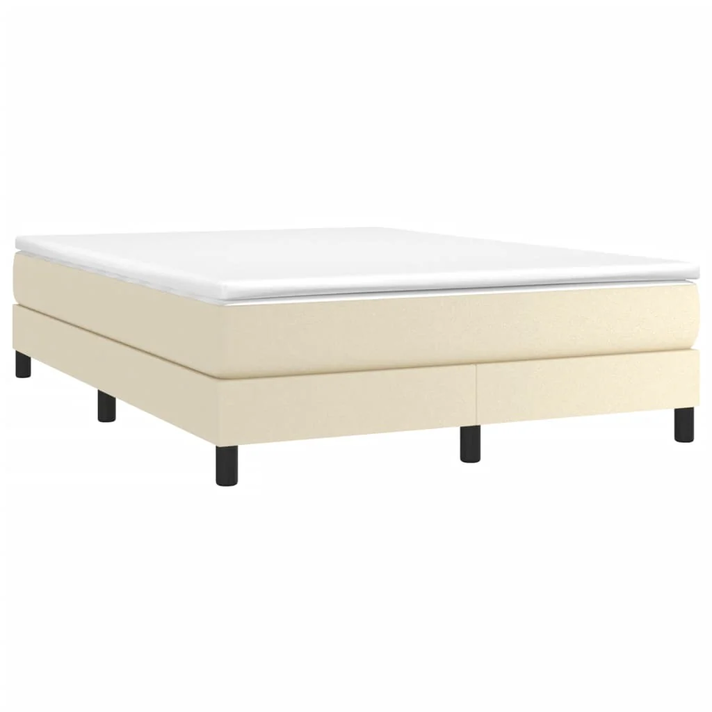 Boxspring sengeramme 140x190 cm kunstlæder cremefarvet - Image 3