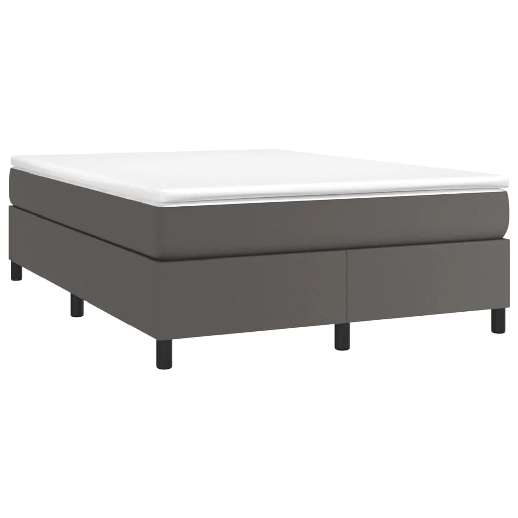 Boxspring sengeramme 140x190 cm kunstlæder grå - Image 3