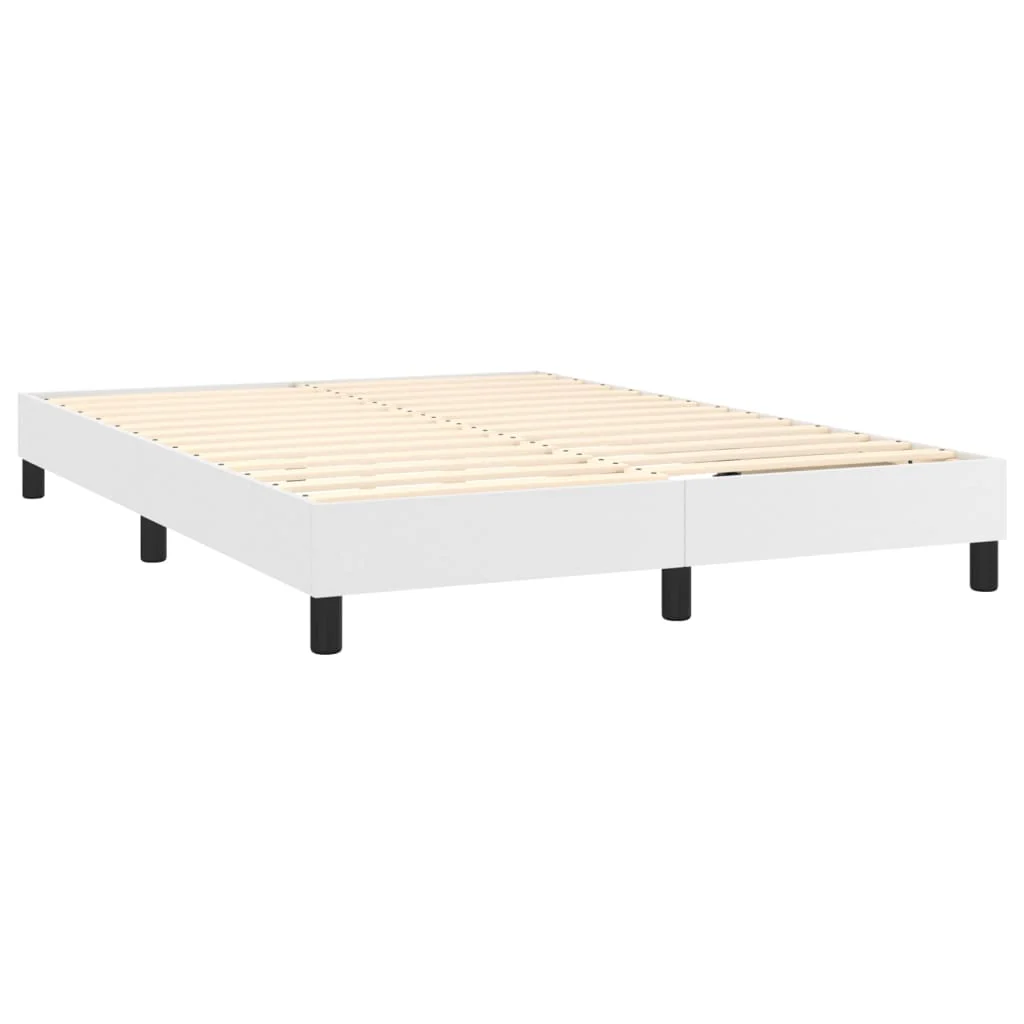 Boxspring sengeramme 140x190 cm kunstlæder hvid - Image 4
