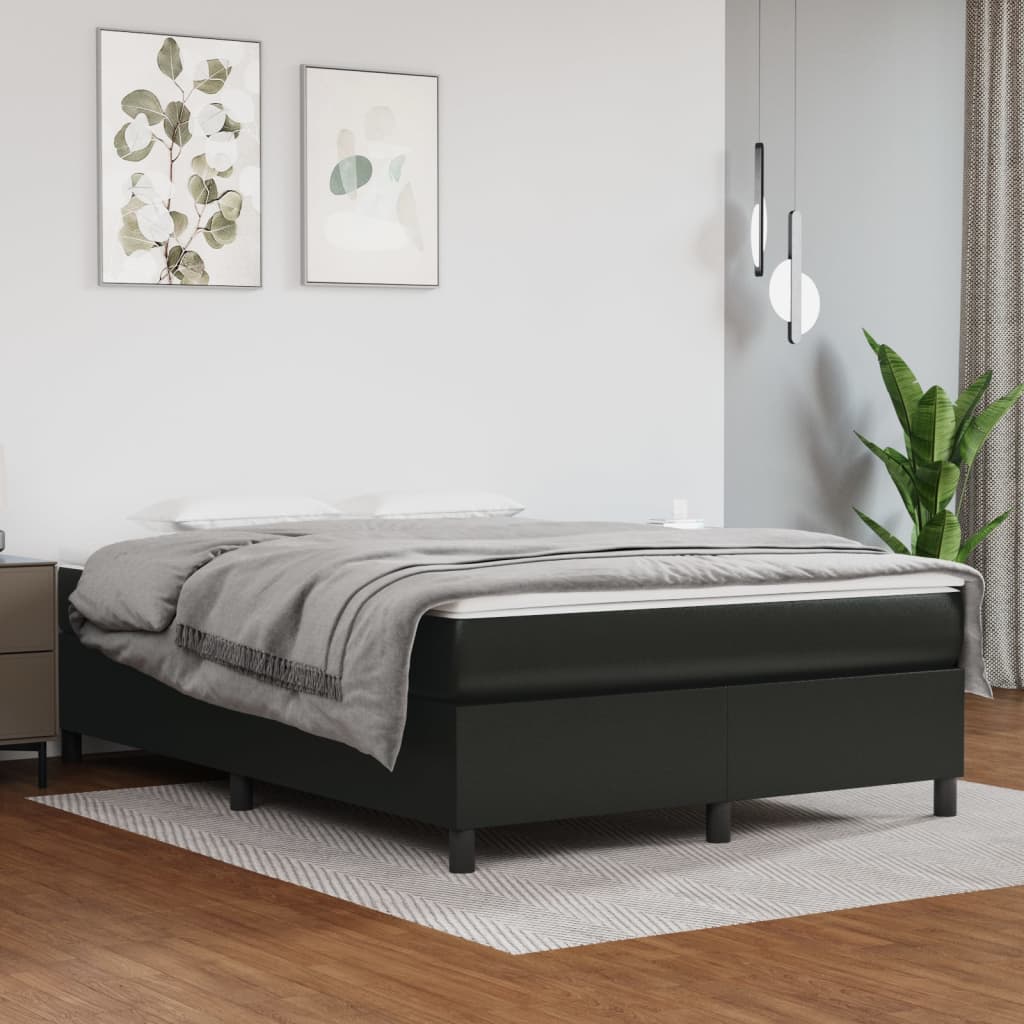 Boxspring sengeramme 140x190 cm kunstlæder sort