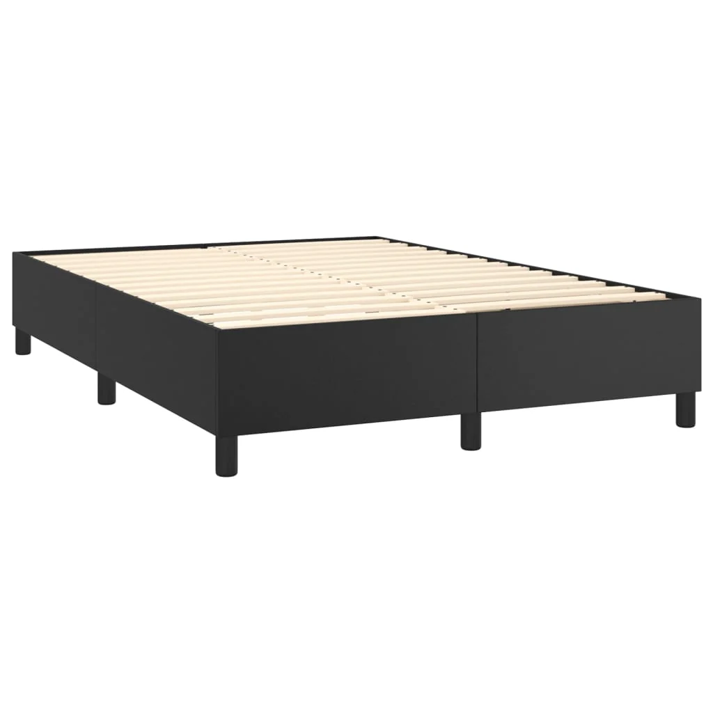 Boxspring sengeramme 140x190 cm kunstlæder sort - Image 4