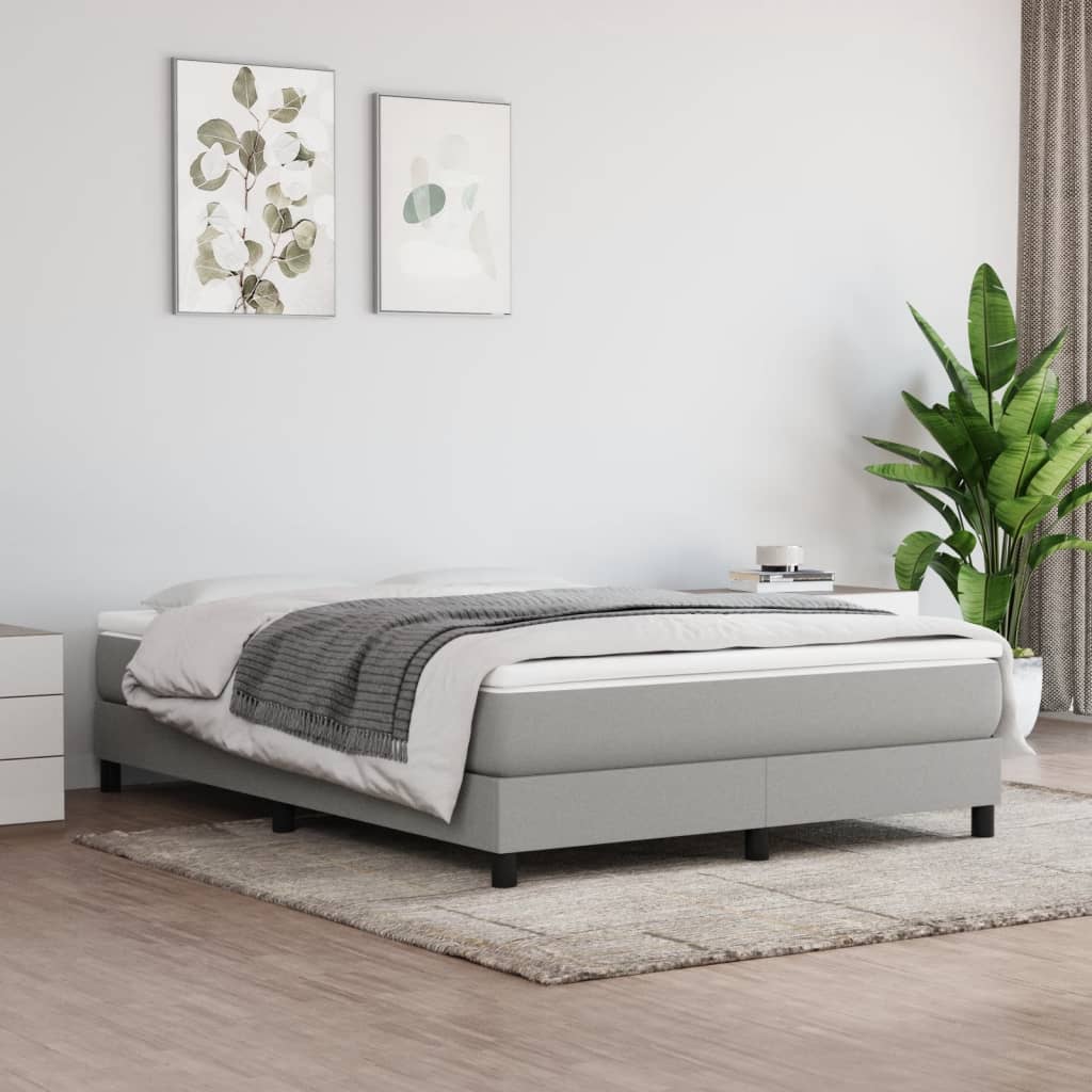 Boxspring sengeramme 140x190 cm stof lysegrå