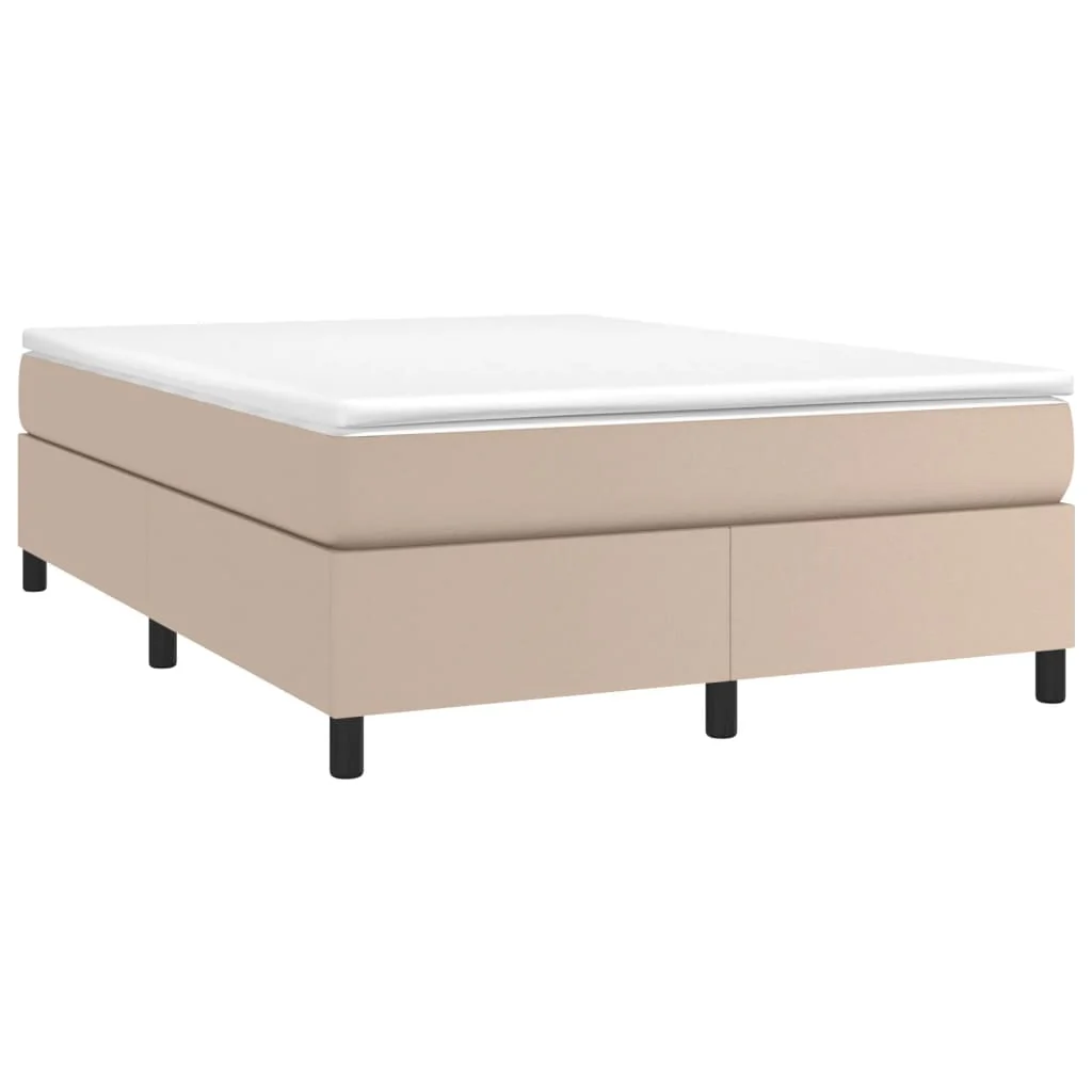 Boxspring sengeramme 140x200 cm kunstlæder cappuccinofarvet - Image 3