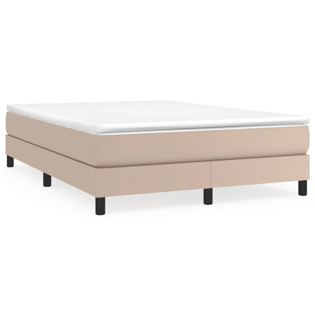 Boxspring sengeramme 140x200 cm kunstlæder cappuccinofarvet - Image 2