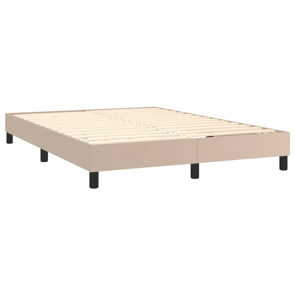 Boxspring sengeramme 140x200 cm kunstlæder cappuccinofarvet - Image 4