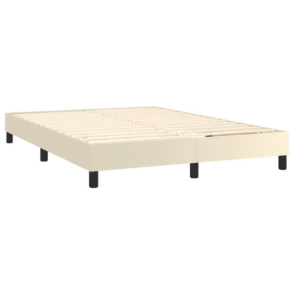 Boxspring sengeramme 140x200 cm kunstlæder cremefarvet - Image 4