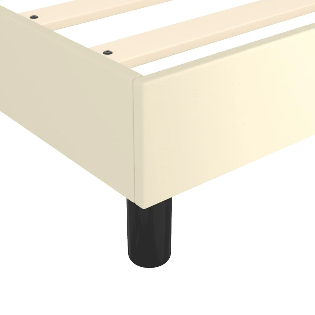 Boxspring sengeramme 140x200 cm kunstlæder cremefarvet - Image 7
