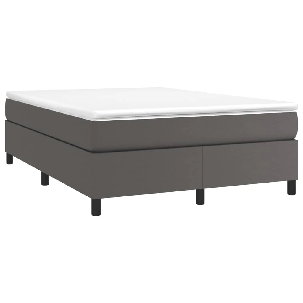 Boxspring sengeramme 140x200 cm kunstlæder grå - Image 3