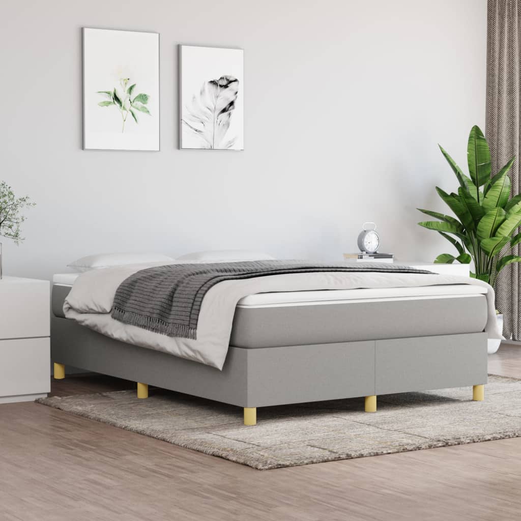 Boxspring sengeramme 140x200 cm stof lysegrå
