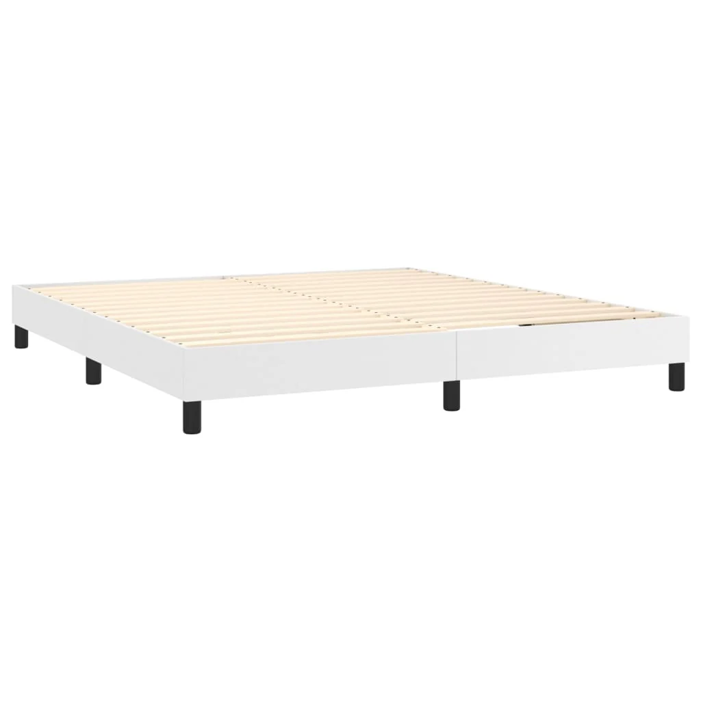Boxspring sengeramme 180x200 cm kunstlæder hvid - Image 4