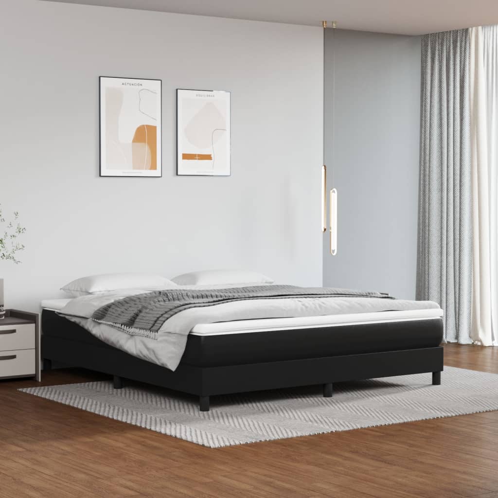 Boxspring sengeramme 180x200 cm kunstlæder sort