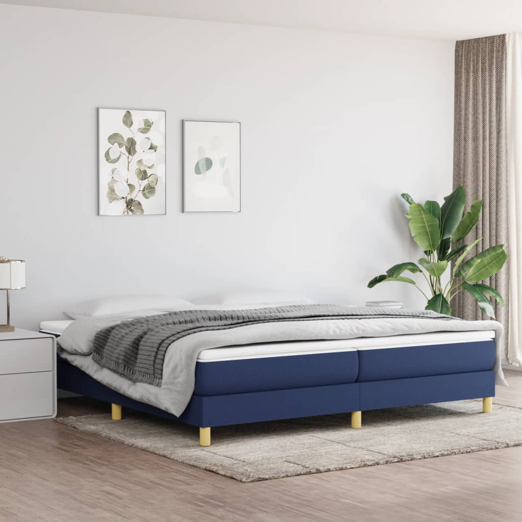 Boxspring sengeramme 200x200 cm stof blå