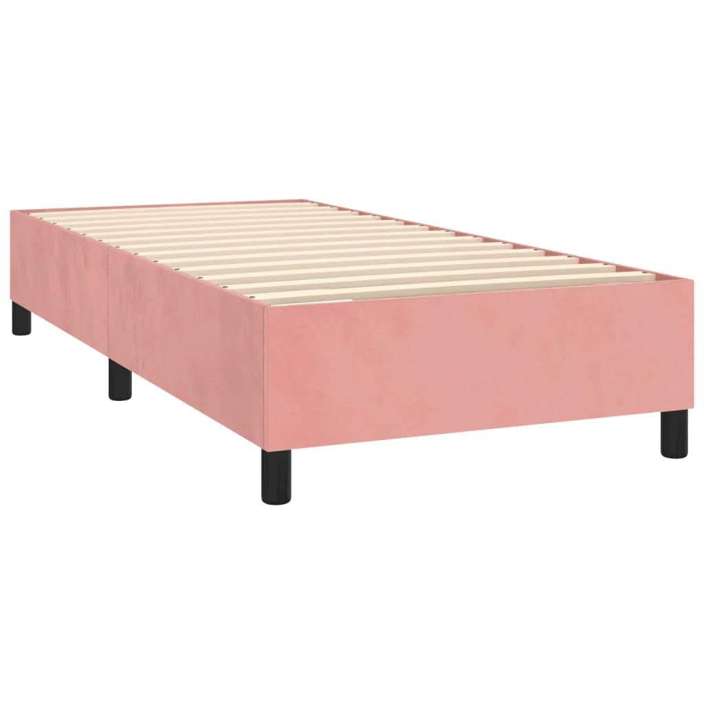 Boxspring sengeramme 90x190 cm fløjl pink - Image 4