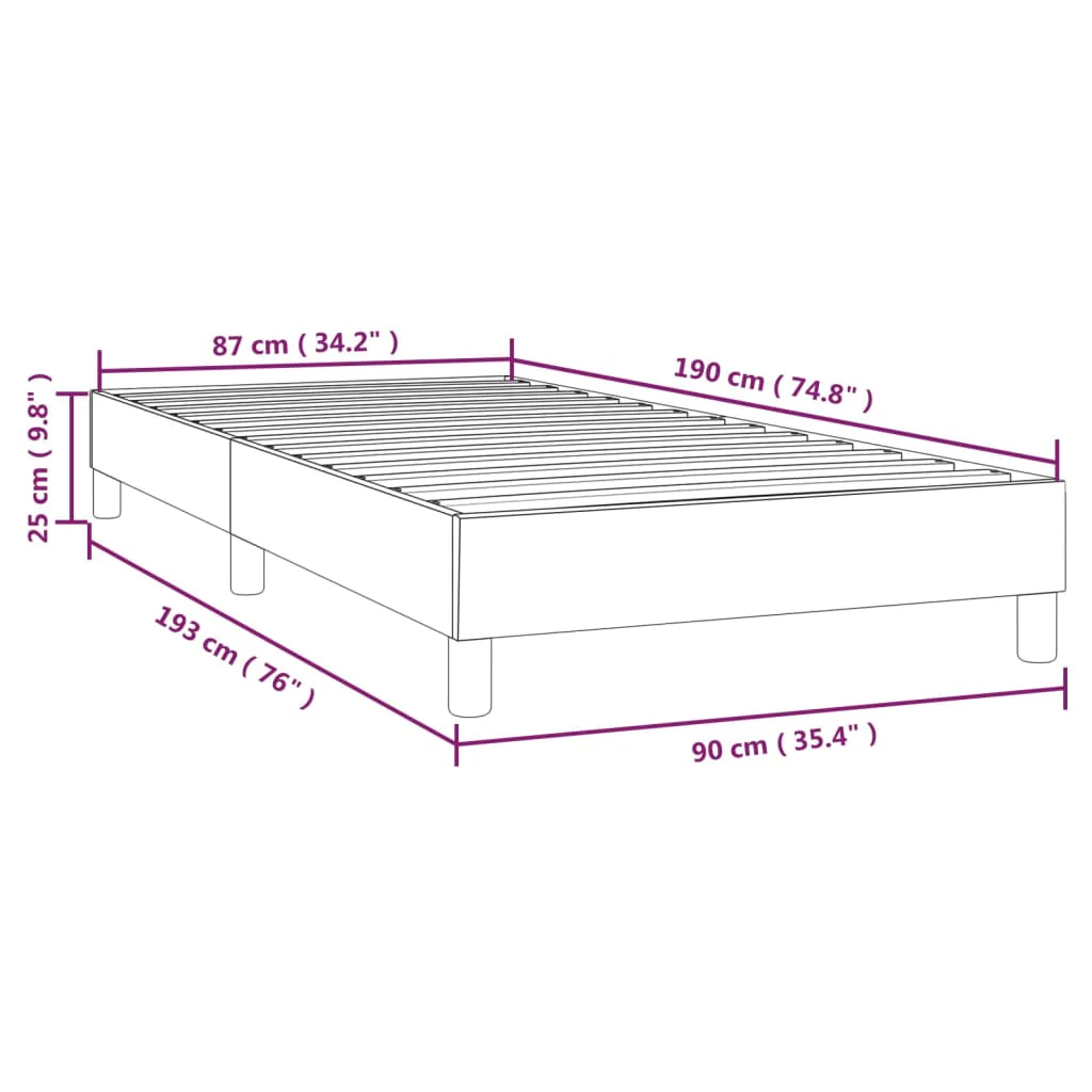 Boxspring sengeramme 90x190 cm fløjl sort - Image 8