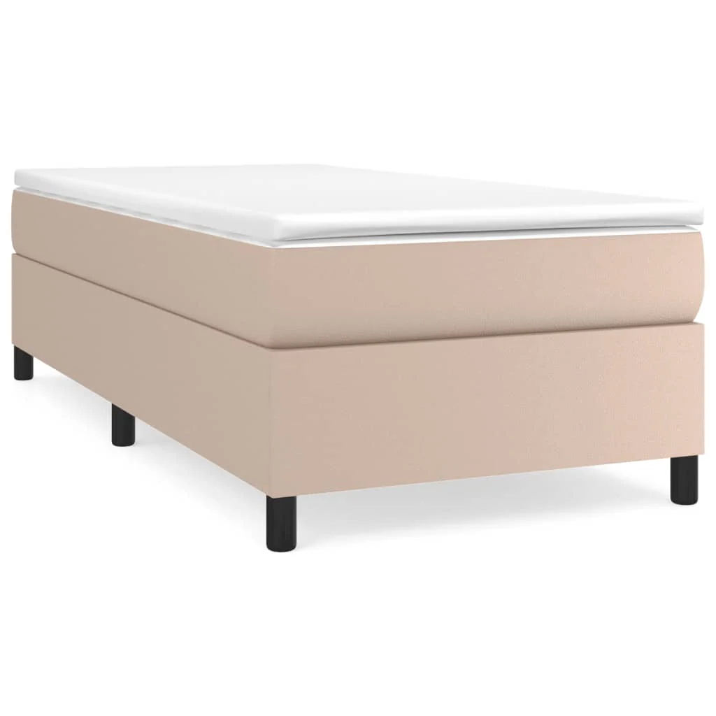 Boxspring sengeramme 90x190 cm kunstlæder cappuccinofarvet - Image 2