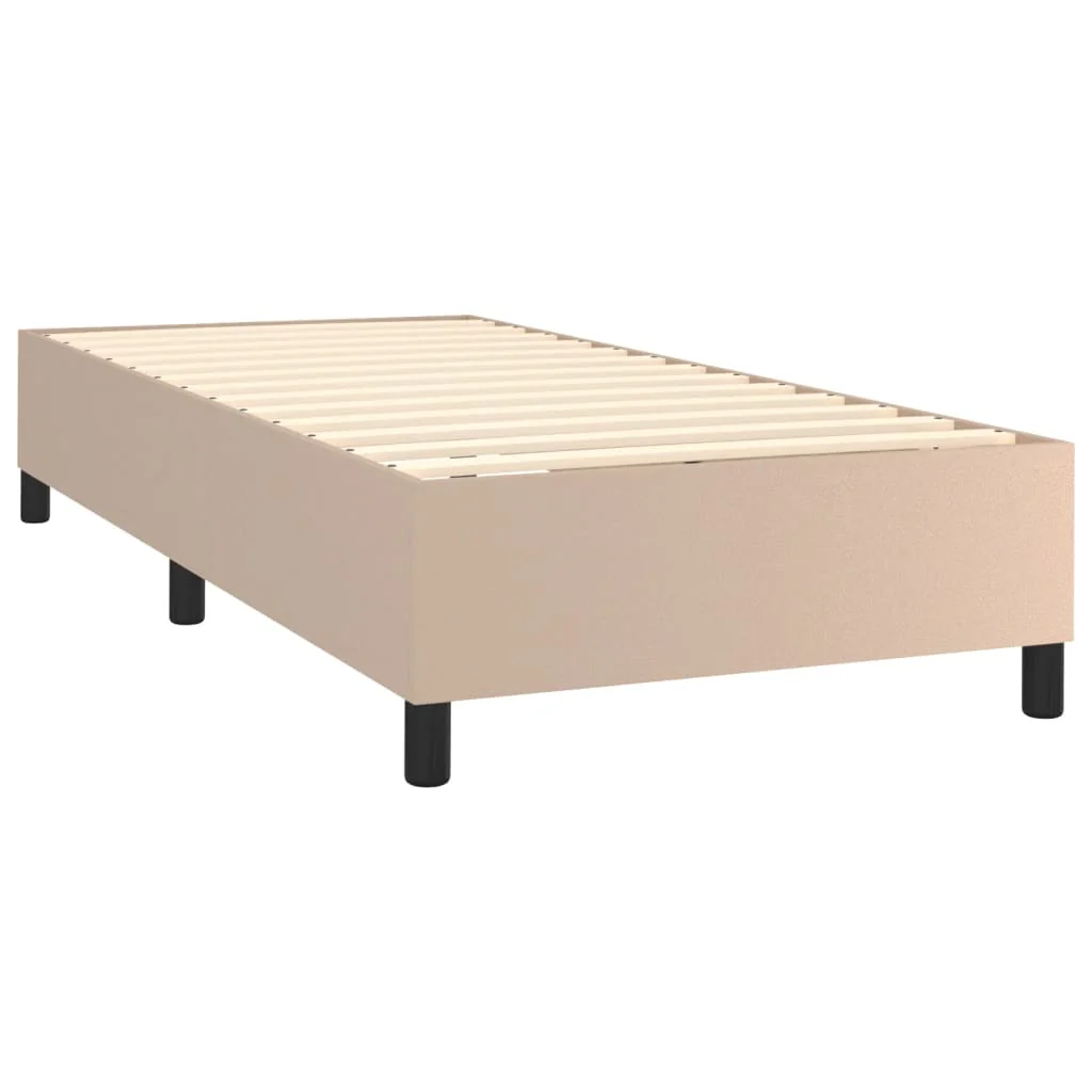 Boxspring sengeramme 90x190 cm kunstlæder cappuccinofarvet - Image 4