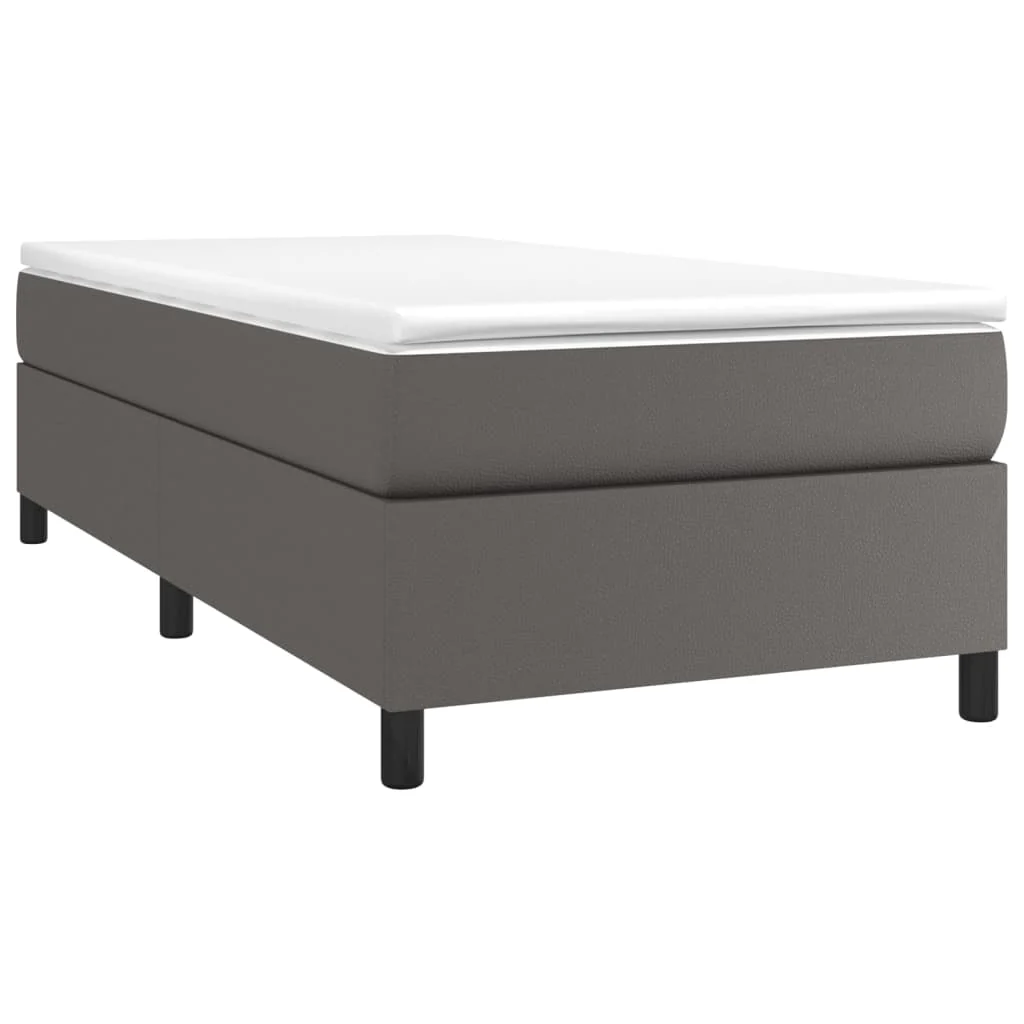 Boxspring sengeramme 90x190 cm kunstlæder grå - Image 3