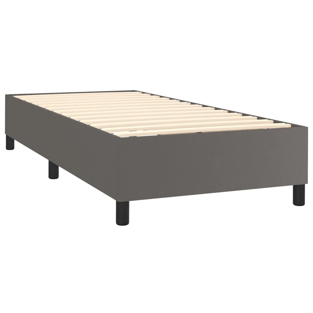 Boxspring sengeramme 90x190 cm kunstlæder grå - Image 4