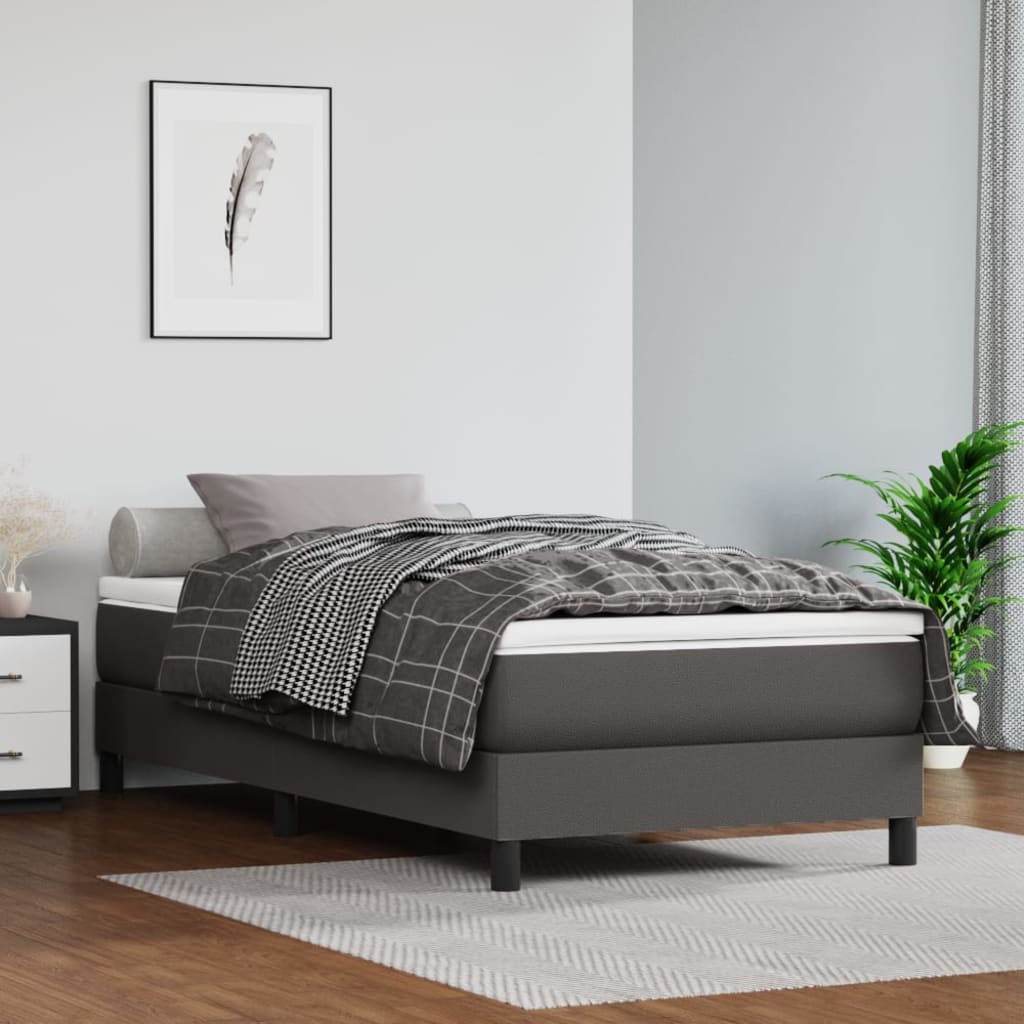 Boxspring sengeramme 90x190 cm kunstlæder grå