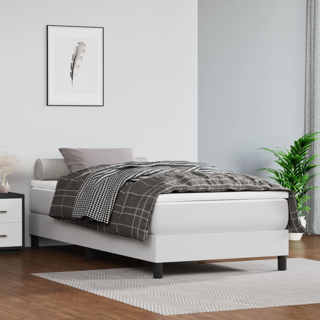 Boxspring sengeramme 90x190 cm kunstlæder hvid