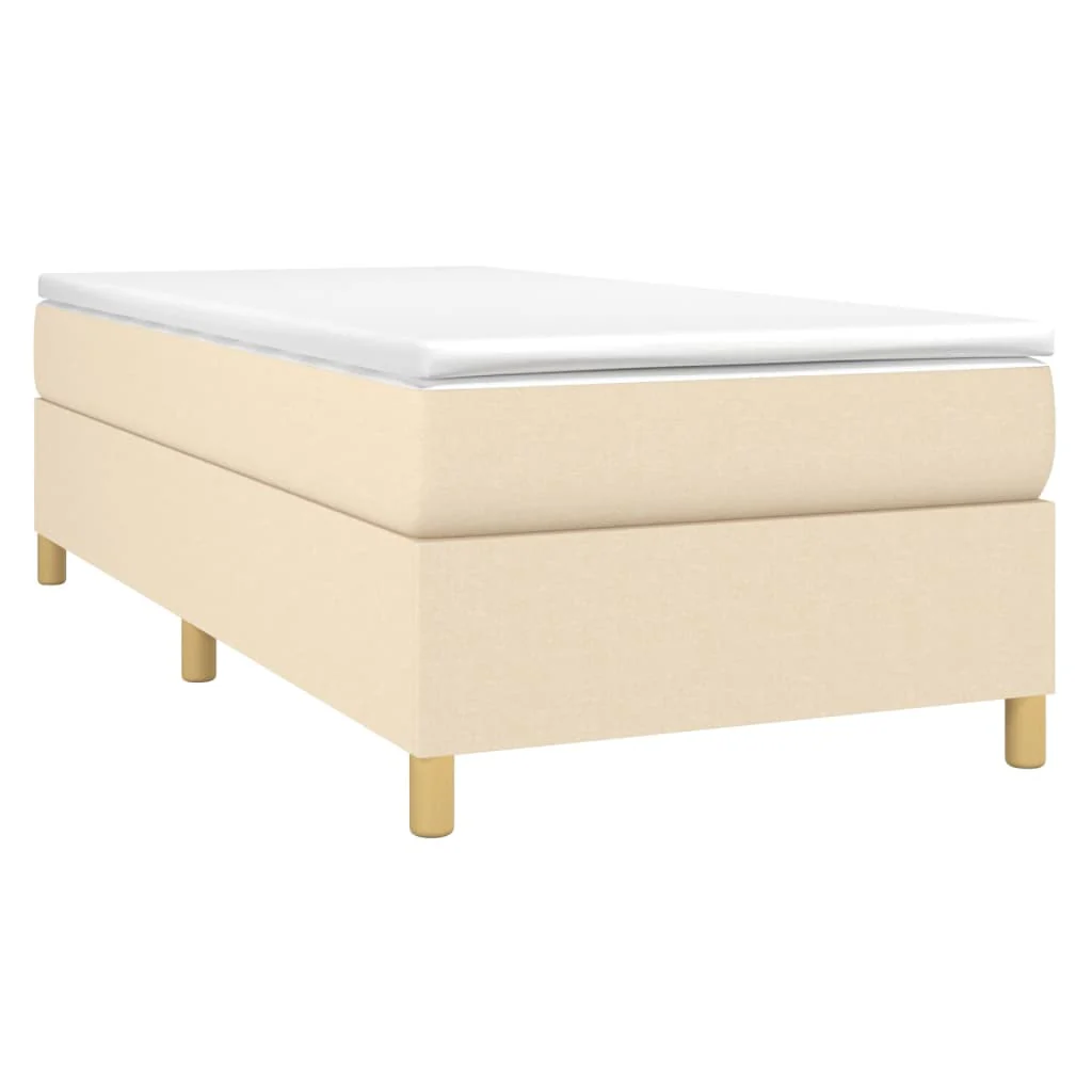 Boxspring sengeramme 90x190 cm stof cremefarvet - Image 3