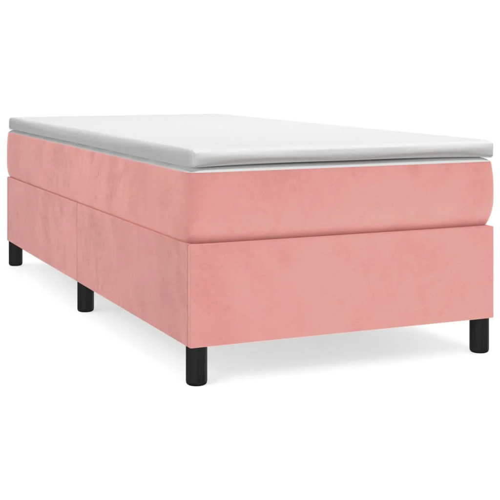 Boxspring sengeramme 90x200 cm fløjl pink - Image 2