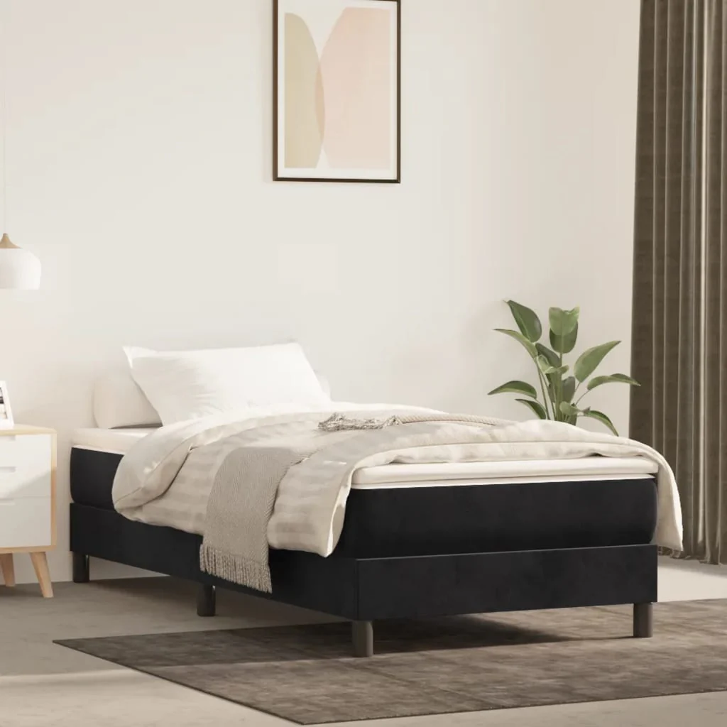 Boxspring sengeramme 90x200 cm fløjl sort