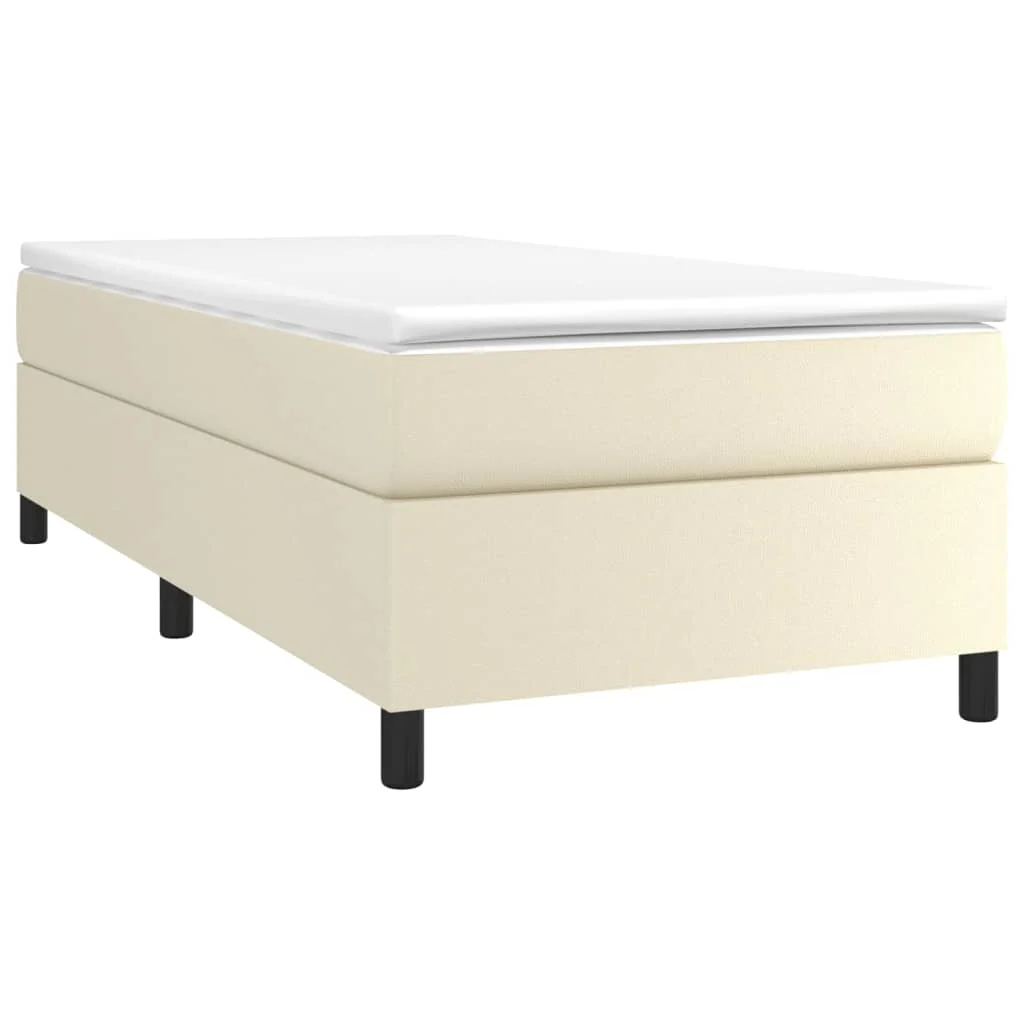 Boxspring sengeramme 90x200 cm kunstlæder cremefarvet - Image 3