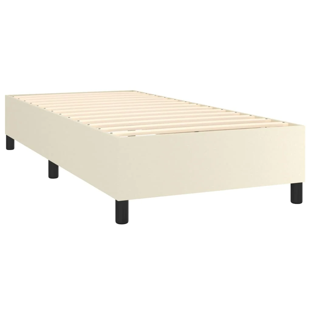 Boxspring sengeramme 90x200 cm kunstlæder cremefarvet - Image 4